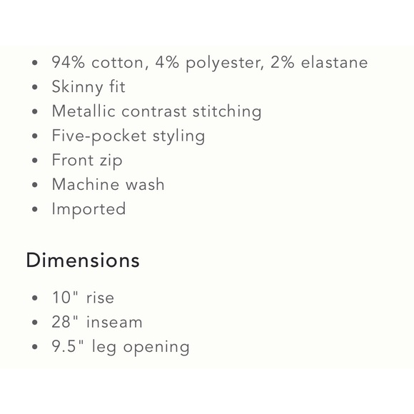 Anthropologie Pilcro High-Rise Metallic-Stitch Skinny Jeans NWT Size 28 - Picture 14 of 14